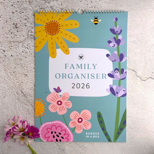 2026 Family Organiser Planner Wall Calendar, Large A3 size with floral illustrations