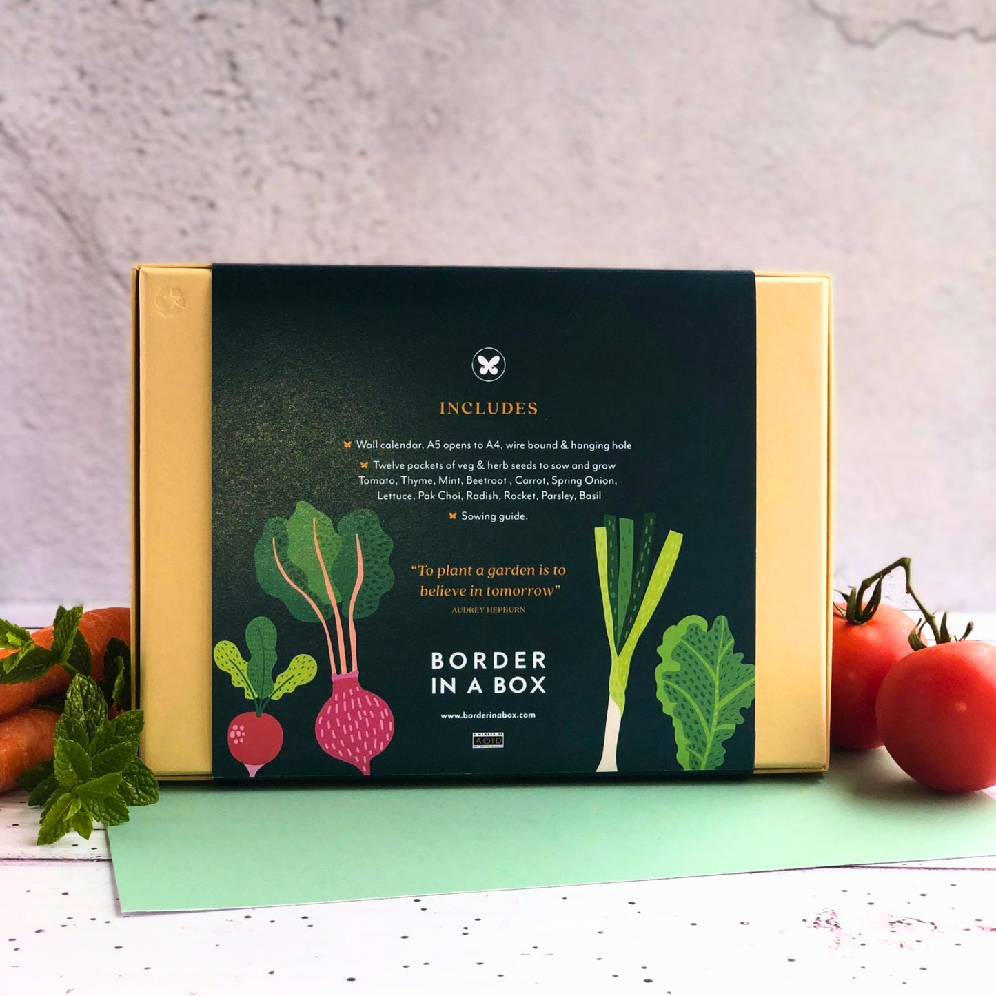 2026 Calendar, Vegetable & Herb design, A5 opens to A4, 12 Packets of seeds, gift boxed