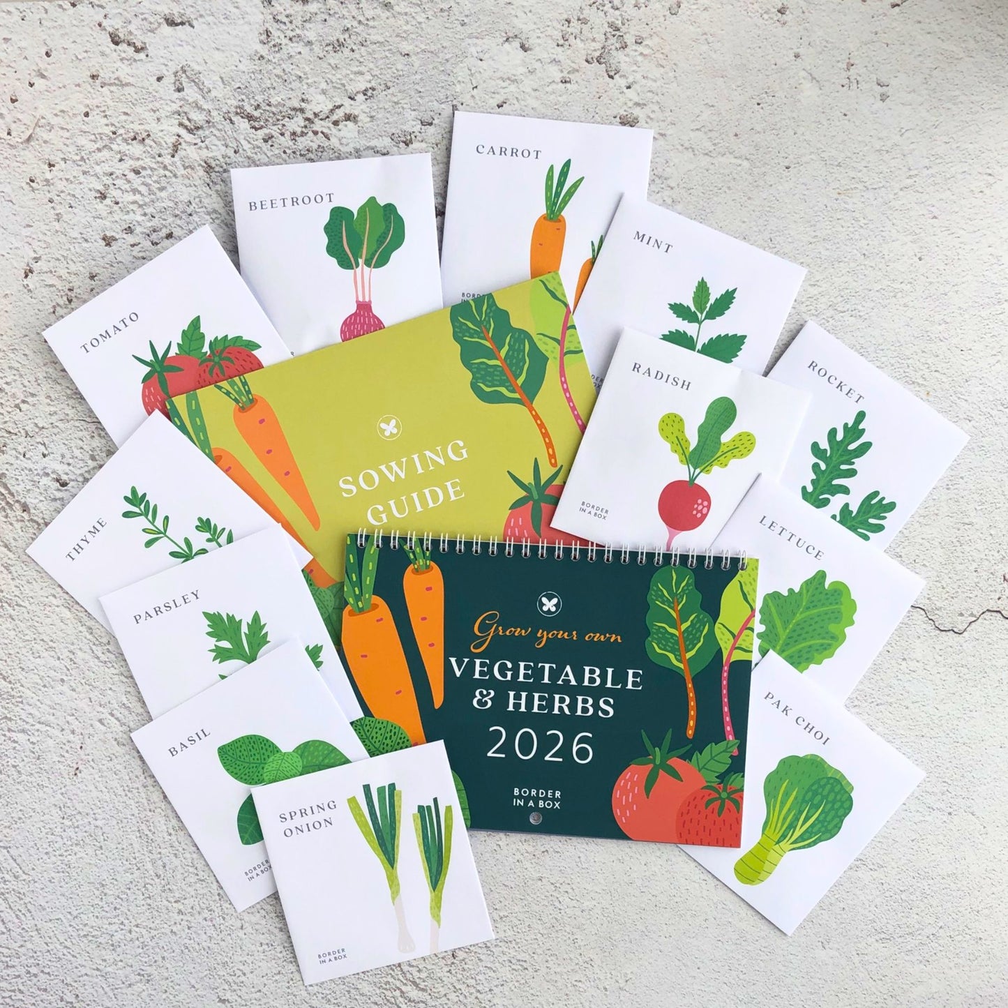 2026 Calendar, Vegetable & Herb design, A5 opens to A4, 12 Packets of seeds, gift boxed