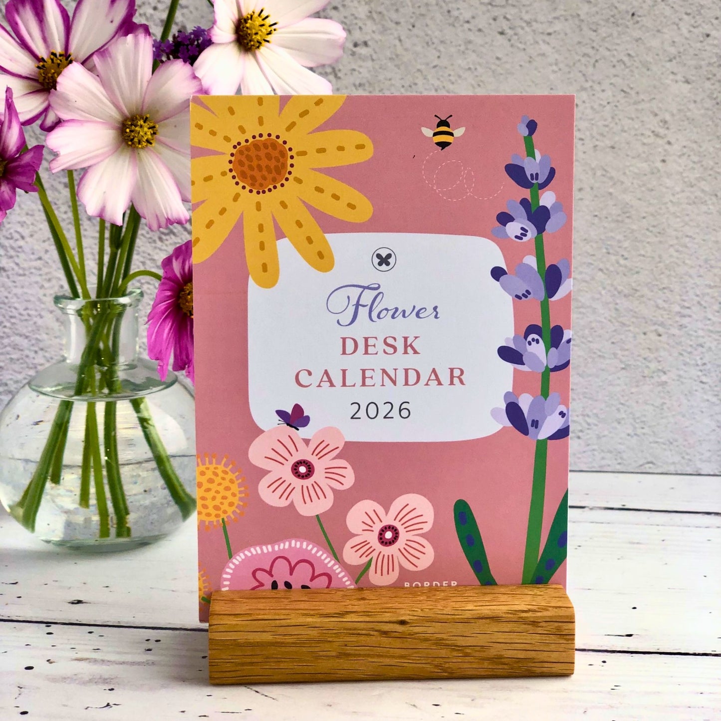 2026 Floral Desk Calendar – Postcard A6 Size with Wooden Stand